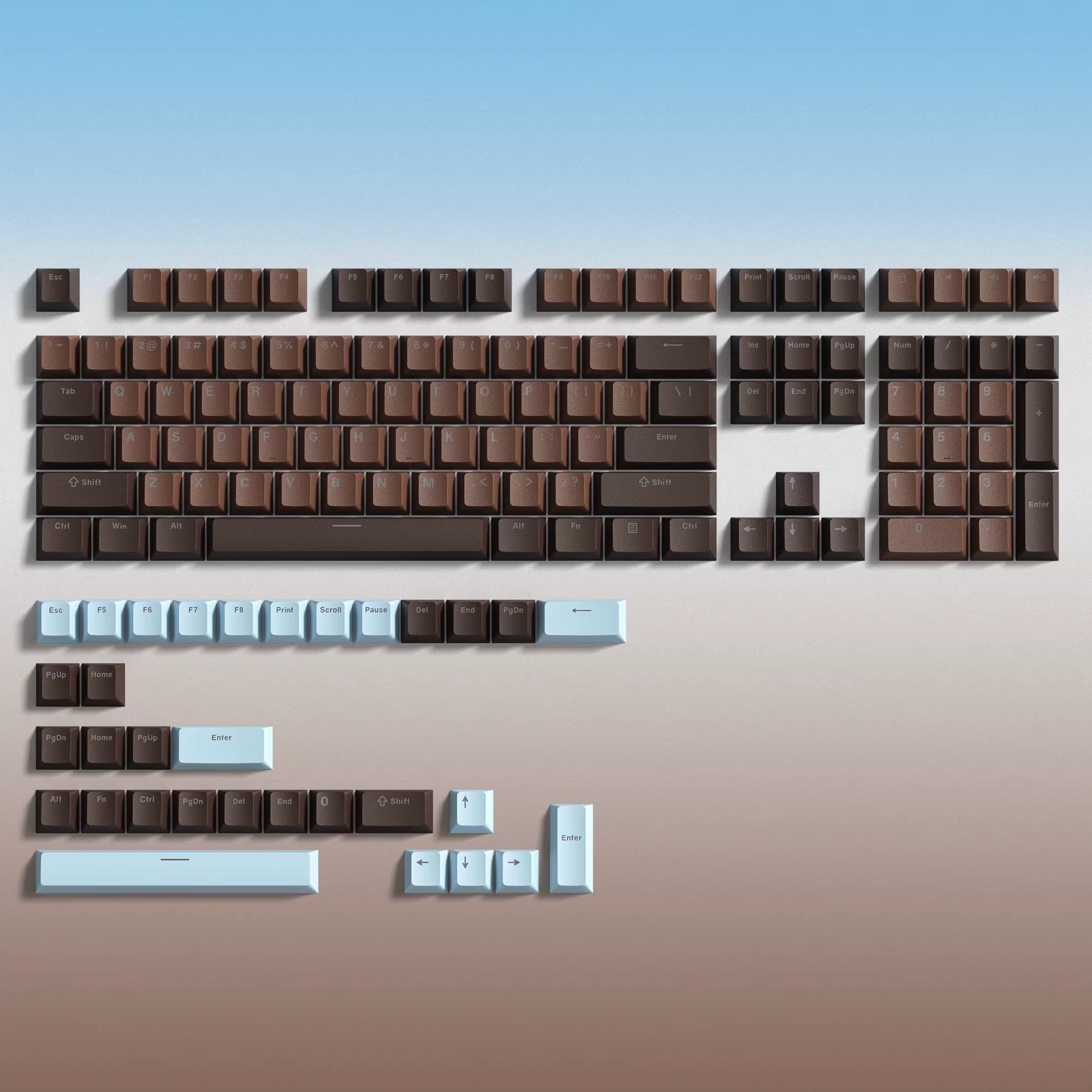 138 Keys Retro Brown Gray PBT Keycap Double Shot Cherry Profile Key Caps for Cherry MX Switches Mechanical Gamer Keyboard